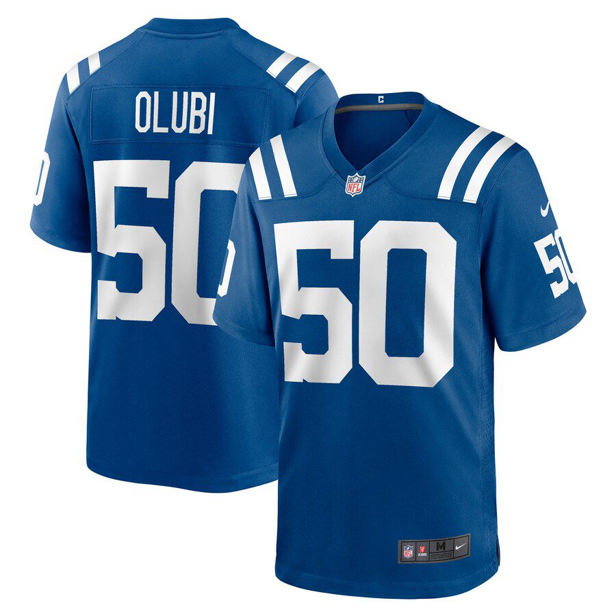 Men Indianapolis Colts 50 Segun Olubi Nike Royal Game Player NFL Jersey
